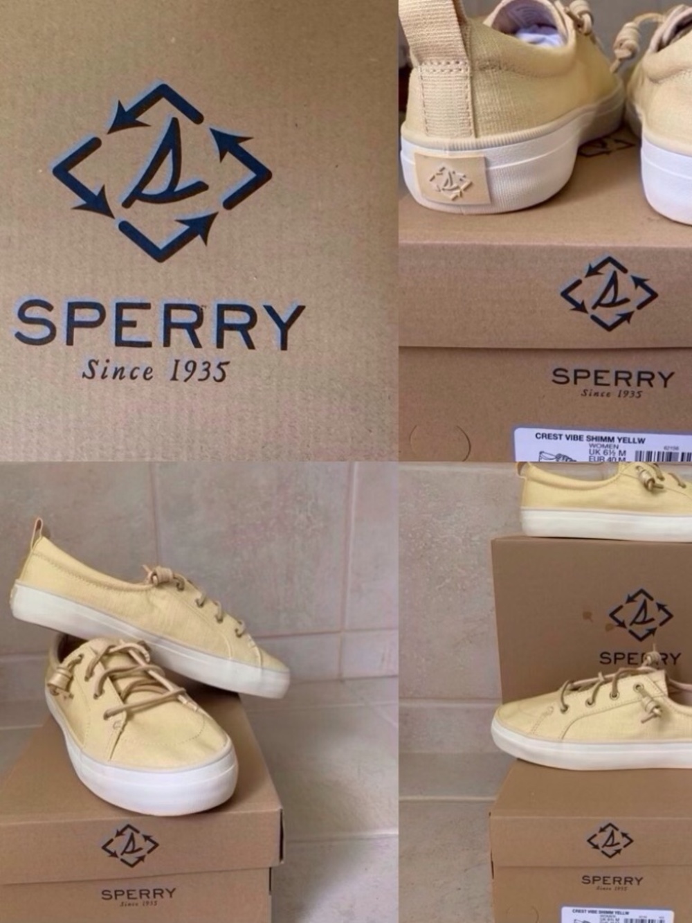NWT SPERRY Sneakers Yellow Shimmery Canvas size 9